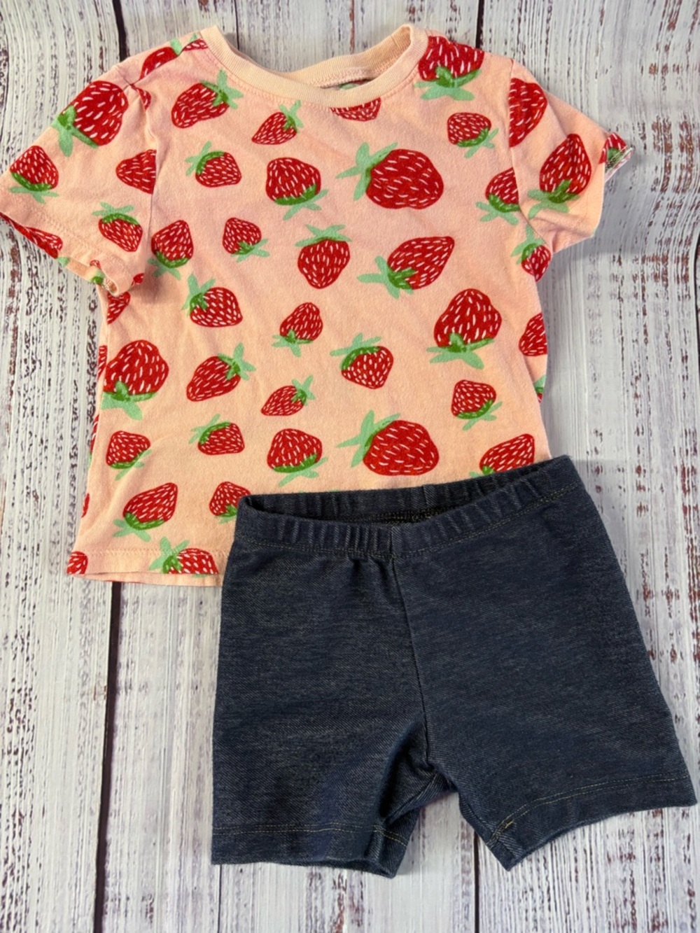 Old Navy Strawberry Tee with Jean stretch Shorts